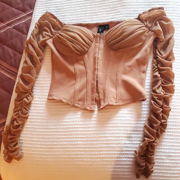 Windsor Tops - Windsor Elegant Tan Ruche Bustier Top